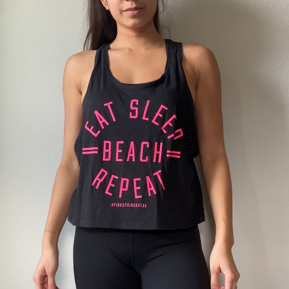 PINK flowy cropped tank top